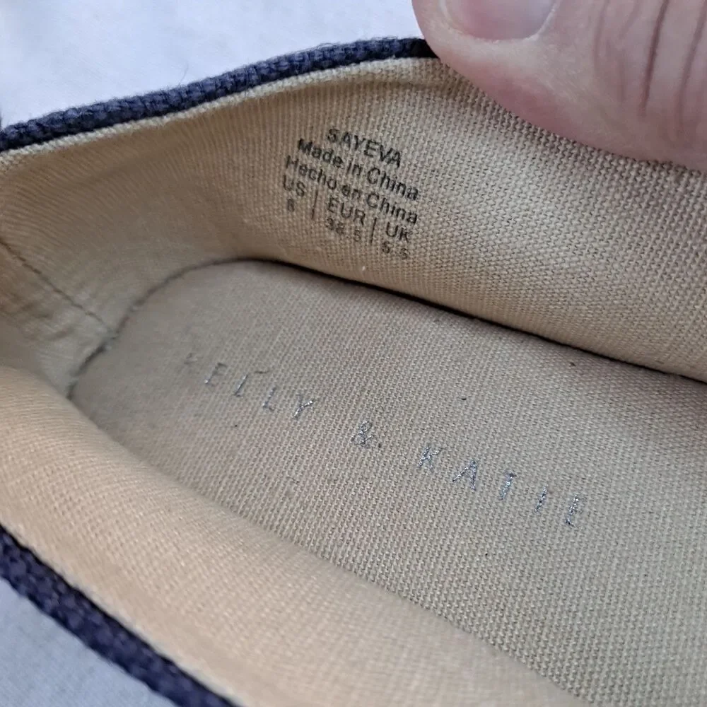 Kelly & Katie Sayeva Espadrille Flats Women's 8 Navy Embroidered Perforated